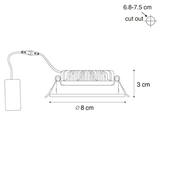 Einbaustrahler schwarz neigbar 8,2 cm inkl. LED Dimm to Warm IP54 Ultra Slim - Pupil