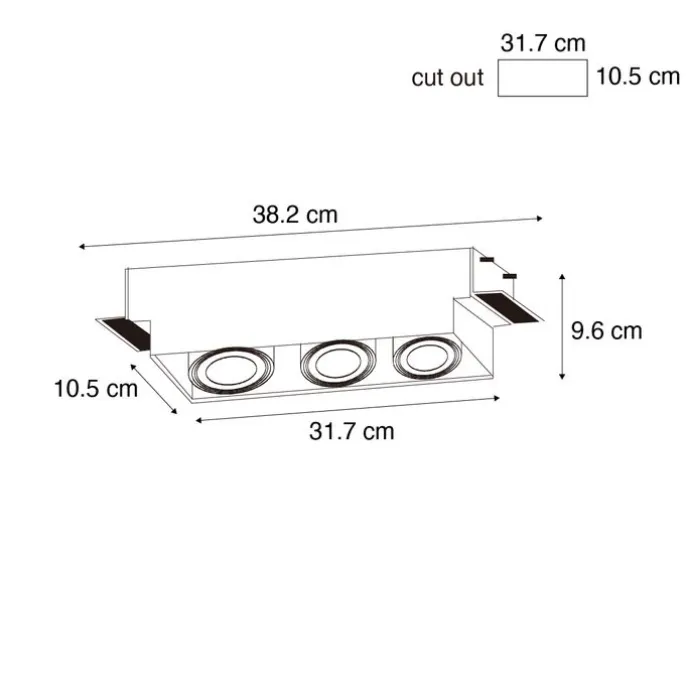 Einbaustrahler weiß GU10 AR70 randlos 3-flammig - Oneon