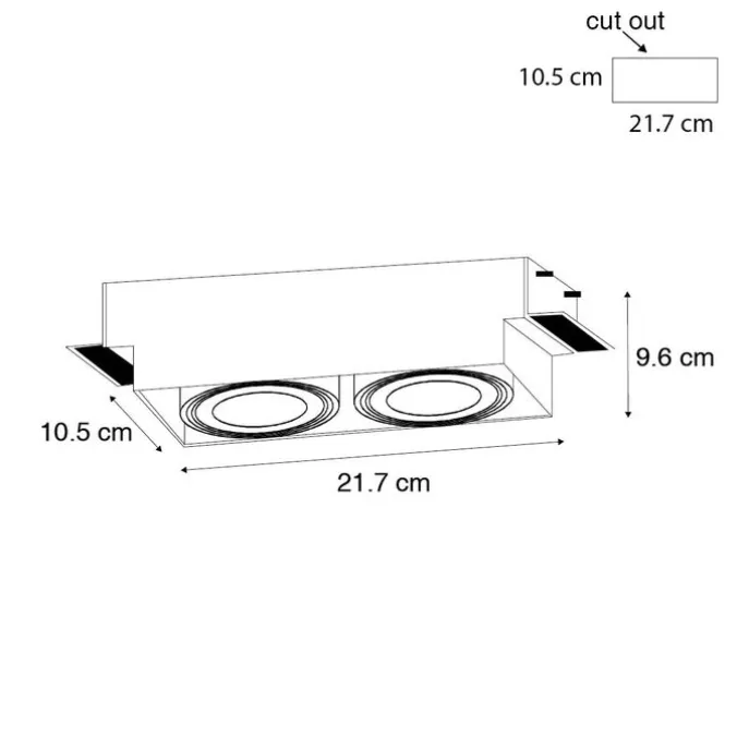 Einbaustrahler weiß GU10 AR70 randlos 2-flammig - Oneon