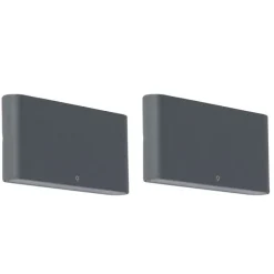 2er Set Außenwandlampen dunkelgrau 17,5 cm inkl. LED - Batt