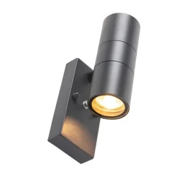 2er Set Außenwandleuchte Dunkelgrau 2-Licht Hell-Dunkel Sensor - Duo