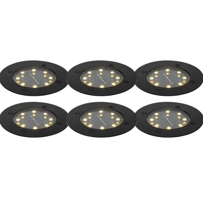 6er Set Bodenstrahler schwarz inkl. LED IP65 Solar - Terry