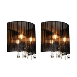 2er Set Chrom Wandlampen mit schwarzem Schirm - Ann-Kathrin 2