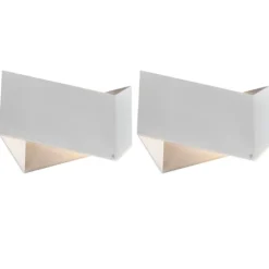 2er Set Design Wandlampen weiß - Fold