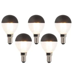 5er Set E14 dimmbare LED Filament Glühbirnen P45 schwarz 300lm 2700K