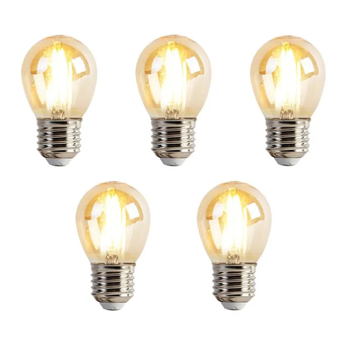 5er Set E27 dimmbare LED-Glühbirnen P45 Goldline 3,5W 330lm 2100K