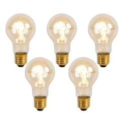 5er Set E27 LED Spiral Filament Glühbirnen A60 Goldline 2W 150lm 2200K