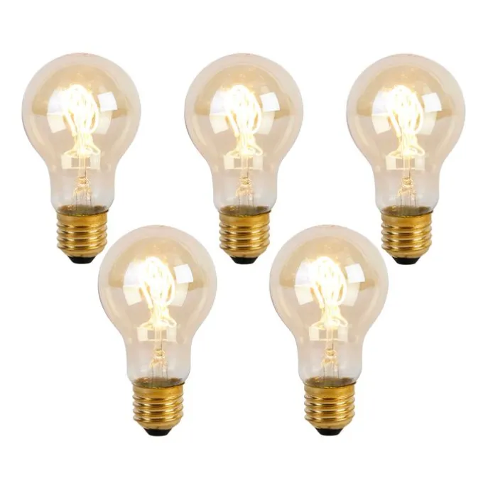 5er Set E27 LED Spiral Filament Glühbirnen A60 Goldline 2W 150lm 2200K