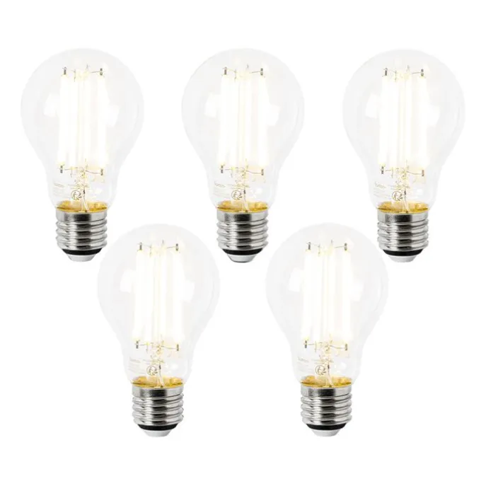 5er Set E27 LED-Glühbirnen A60 Klar 4,9W 1055lm 2700K