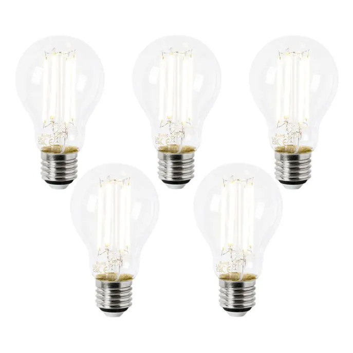 5er Set E27 LED-Glühbirnen A60 Klar 2,2W 470lm 2700K