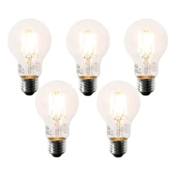 5er Set E27 LED-Glühbirnen A60 Klar 6W 630lm 2200K