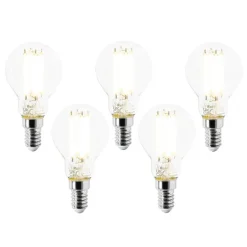 5er Set E14 LED-Glühbirnen P45 Klar 2,2W 470lm 2700K