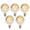 5er Set E27 3-Stufen dimmbar LED Glühbirnen G95 Gold Glas 5W 380lm 2200K