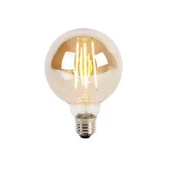 5er Set E27 3-Stufen dimmbar LED Glühbirnen G95 Gold Glas 5W 380lm 2200K