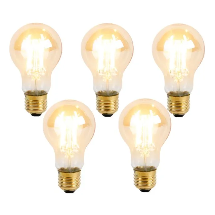 5er Set E27 3-Stufen dimmbar LED-Leuchtmittel A60 Goldline 5W 530lm 2200K