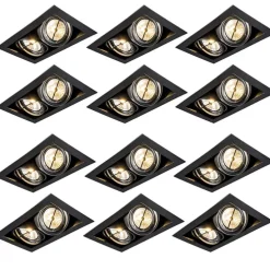 12er Set Einbauspots schwarz AR111 verstellbar 2-flammig - Oneon