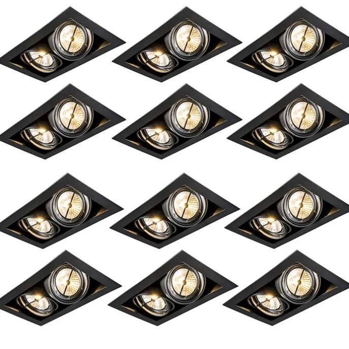 12er Set Einbauspots schwarz AR111 verstellbar 2-flammig - Oneon