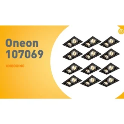 12er Set Einbauspots schwarz AR111 verstellbar 2-flammig - Oneon