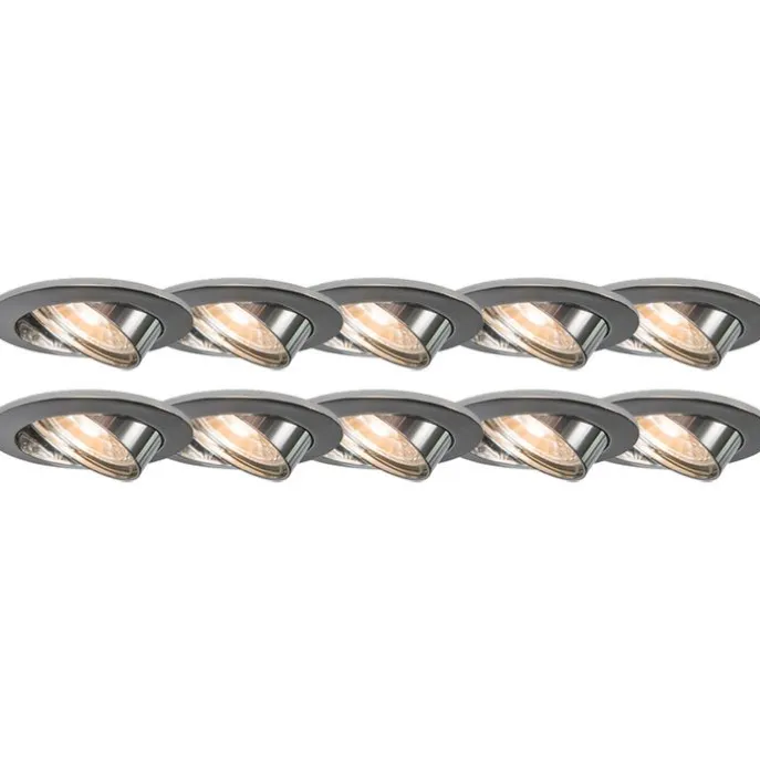 10er Set Einbaustrahler Chrom kippbar - Edu