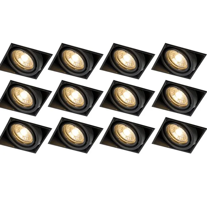 12er Set Einbaustrahler schwarz GU10 neigbar randlos - Oneon