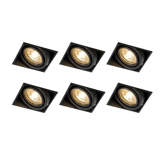 6er Set Einbaustrahler schwarz GU10 neigbar randlos - Oneon