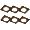 6er Set Einbaustrahler schwarz inkl. LED 3-Stufen dimmbar IP65 - Simply