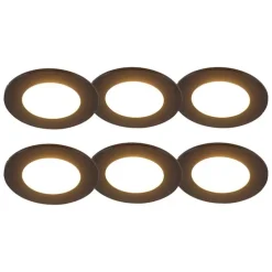 6er Set Einbaustrahler schwarz inkl. LED 3-Stufen dimmbar IP65 - Blanca