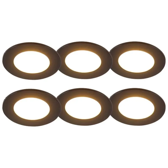 6er Set Einbaustrahler schwarz inkl. LED 3-Stufen dimmbar IP65 - Blanca