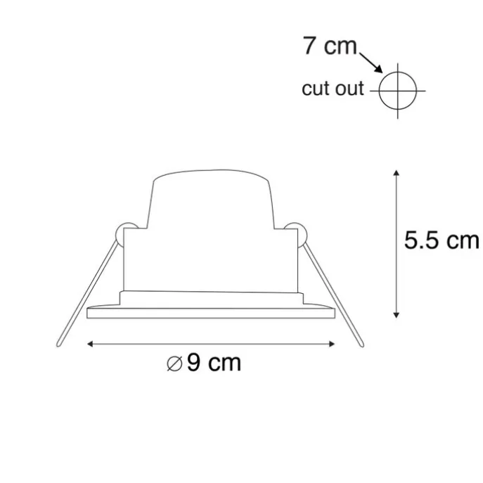 6er Set Einbaustrahler schwarz inkl. LED 3-Stufen dimmbar IP65 - Blanca