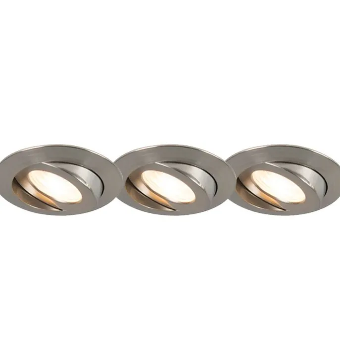 3er Set Einbaustrahler Stahl inkl. LED IP44 - Relax LED