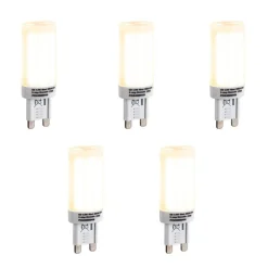 5er Set G9 3-Stufen dimmbarer LED-Lampen Opal 4,5W 500lm 2700K