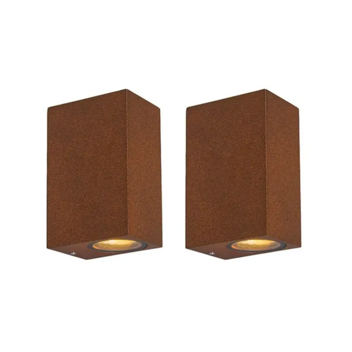 2er Set Industrie Wandleuchten rostbraun IP44 - Baleno II