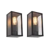 2er Set Industrielle Wandleuchten schwarz 26 cm IP44 - Charlois