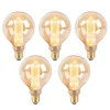 5er Set LED-Glühbirnen G95 E27 5W 1800K Amber 3-stufig dimmbar