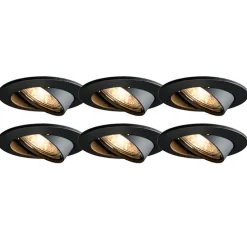 6er Set moderne Einbaustrahler schwarz schwenkbar - Edu