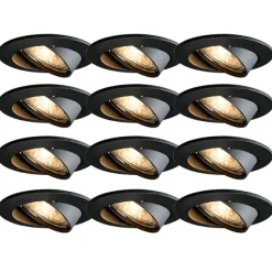 12er Set moderne Einbaustrahler schwarz schwenkbar - Edu