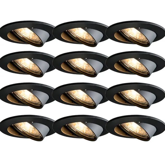 12er Set moderne Einbaustrahler schwarz schwenkbar - Edu