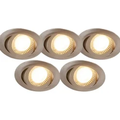 5er Set moderne Einbaustrahler Stahl inkl. LED 3-stufig dimmbar - Mio