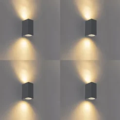 4er Set moderne Wandleuchten anthrazit IP44 - Baleno II