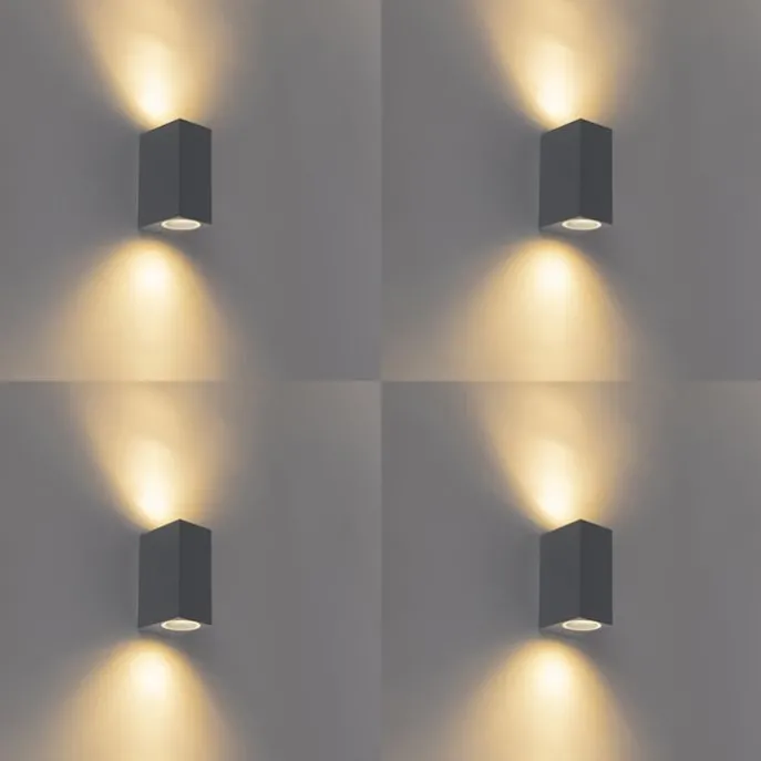 4er Set moderne Wandleuchten anthrazit IP44 - Baleno II