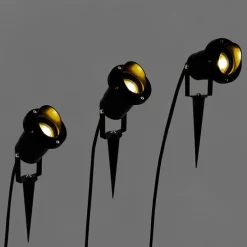 3er Set Pin Spots schwarz inkl. Kabel und Stecker IP65 - Fertig