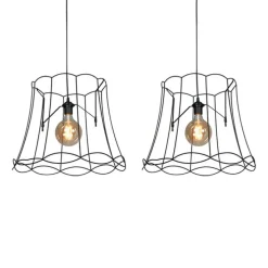 2er Set Retro Hängelampen schwarz 50 cm - Granny Frame