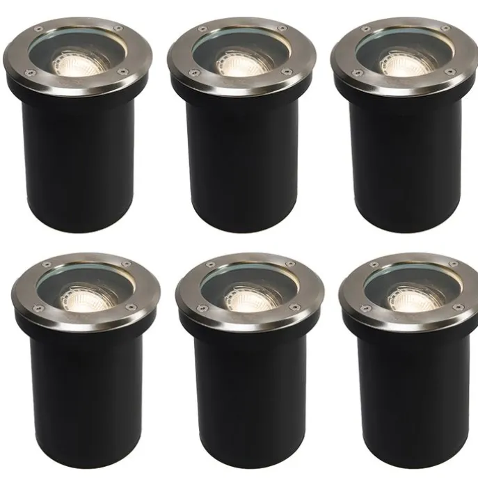 6er Set Smart Outdoor Bodenstrahler verstellbar inkl. Wifi GU10 - Delux