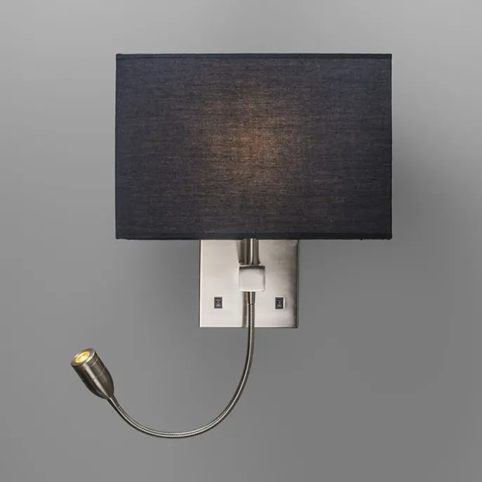 2er Set Wandlampen aus Stahl mit Schirm, Lesearm inkl. LED - Bergamo