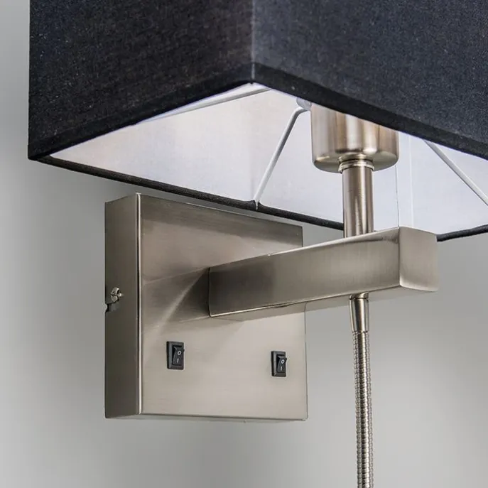 2er Set Wandlampen aus Stahl mit Schirm, Lesearm inkl. LED - Bergamo