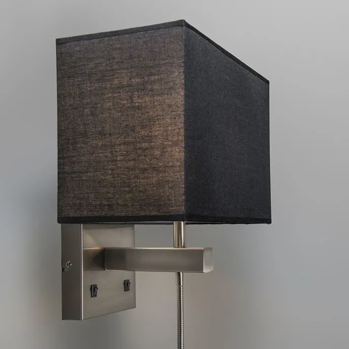 2er Set Wandlampen aus Stahl mit Schirm, Lesearm inkl. LED - Bergamo