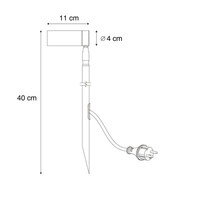 Erdspießstrahler schwarz 40cm inkl. LED Verstellbar IP65 inkl. Kabel und Stecker - Carl