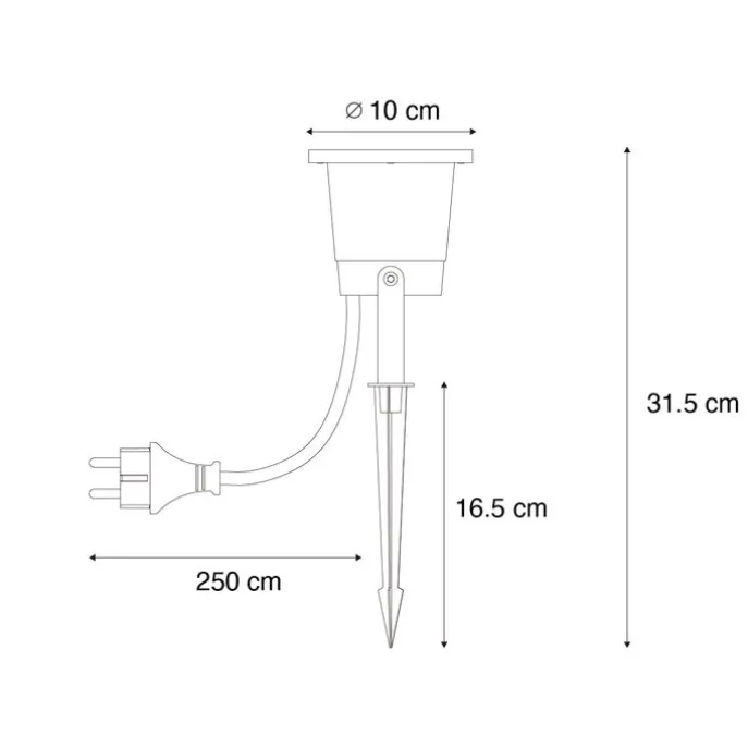 Erdspießstrahler schwarz inkl. LED verstellbar IP65 mit Kabel und Stecker - Basic