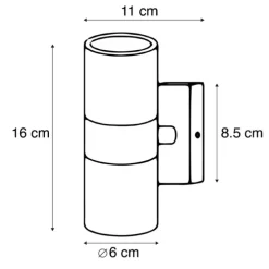2er-Set Außenwandleuchten schwarz IP44 - Duo