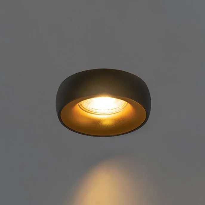 6er-Set Design-Einbaustrahler Schwarz mit goldener Innenseite - Mooning